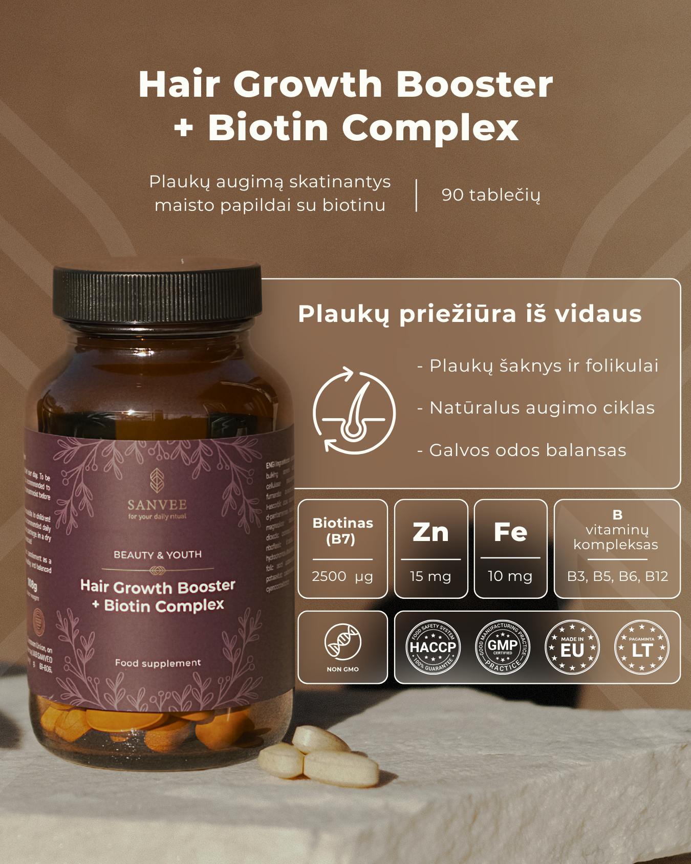 Hair Growth Booster + Biotin Complex | 90 tablets